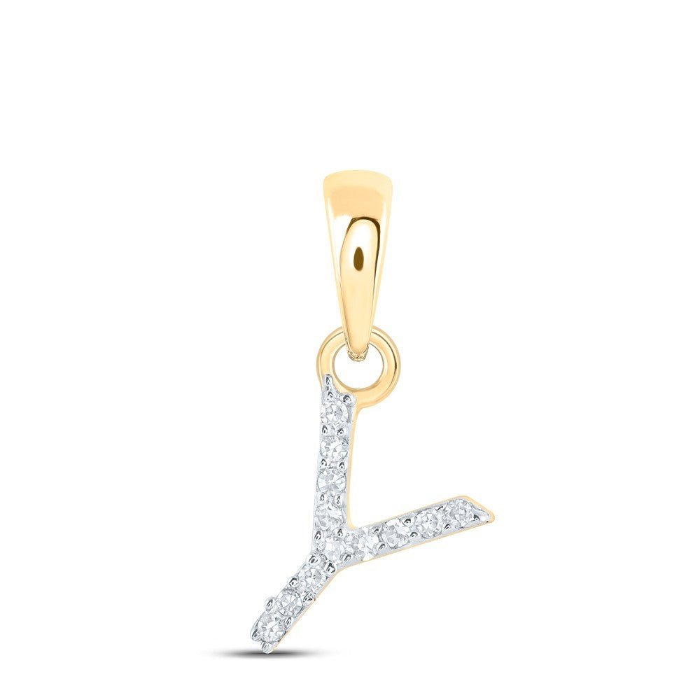 0.03CTW Natural Diamond 0.28g 10k Yellow Gold Initial "Y" Pendant Letter Charm - Elite Jewelers - Charms & Pendants