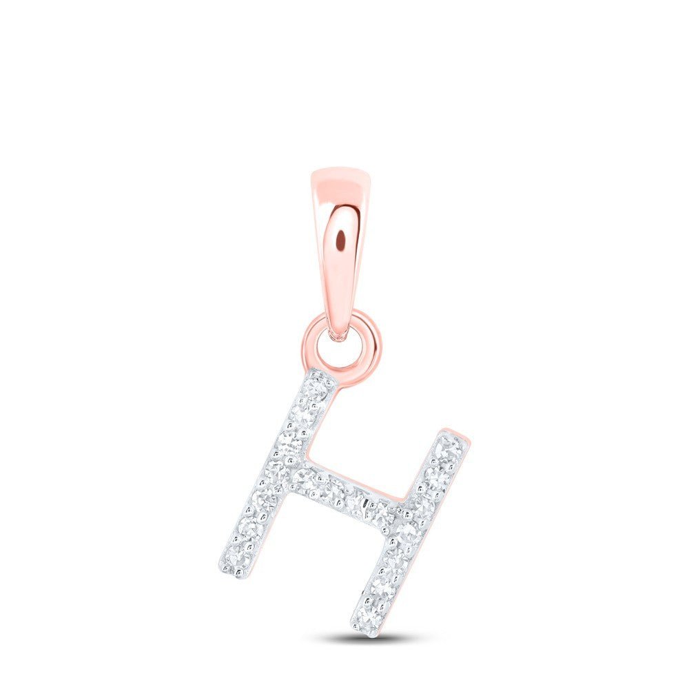 0.04CTW Natural Diamond 0.37g 10k Rose Gold Initial "H" Pendant Letter Charm - Elite Jewelers - Charms & Pendants