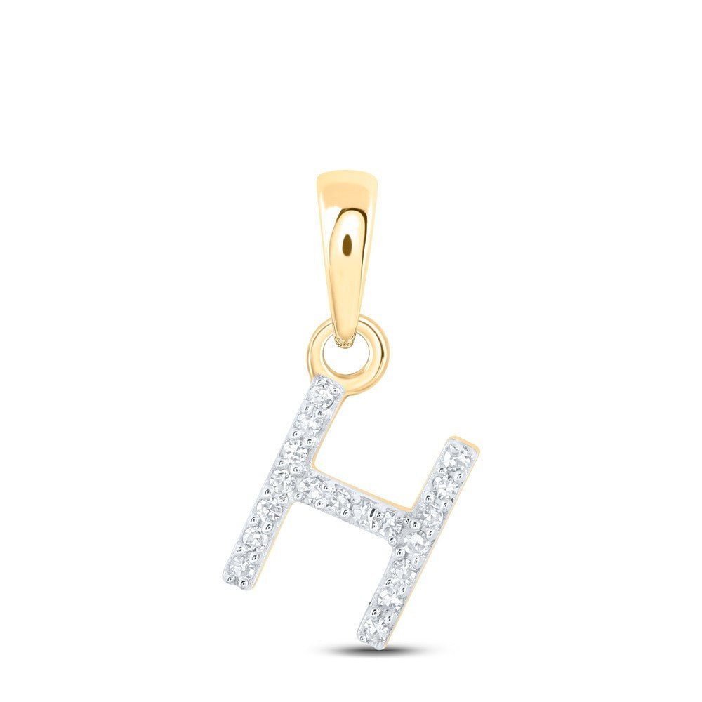 0.04CTW Natural Diamond 0.37g 10k Yellow Gold Initial "H" Pendant Letter Charm - Elite Jewelers - Charms & Pendants