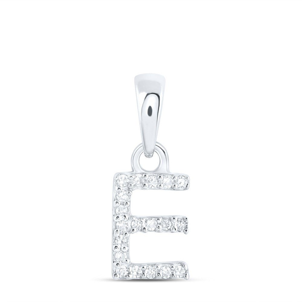 0.04CTW Natural Diamond 0.38g 10k White Gold Initial "E" Pendant Letter Charm - Elite Jewelers - Charms & Pendants