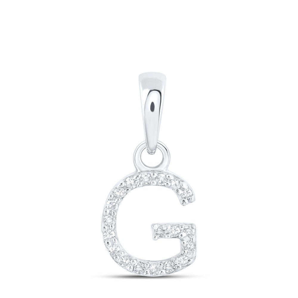0.04CTW Natural Diamond 0.38g 10k White Gold Initial "G" Pendant Letter Charm - Elite Jewelers - Charms & Pendants