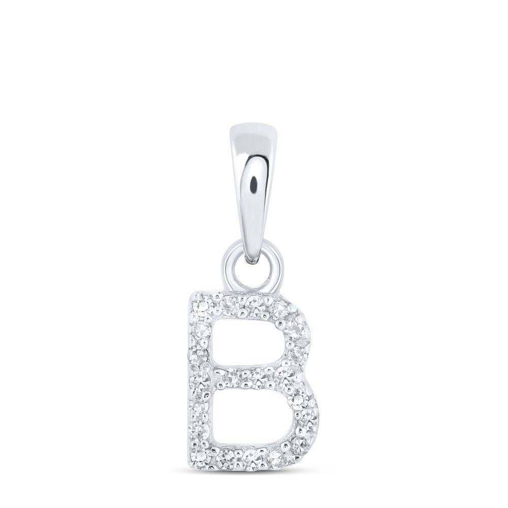 0.04CTW Natural Diamond 0.42g 10k White Gold Initial "B" Pendant Letter Charm - Elite Jewelers - Charms & Pendants