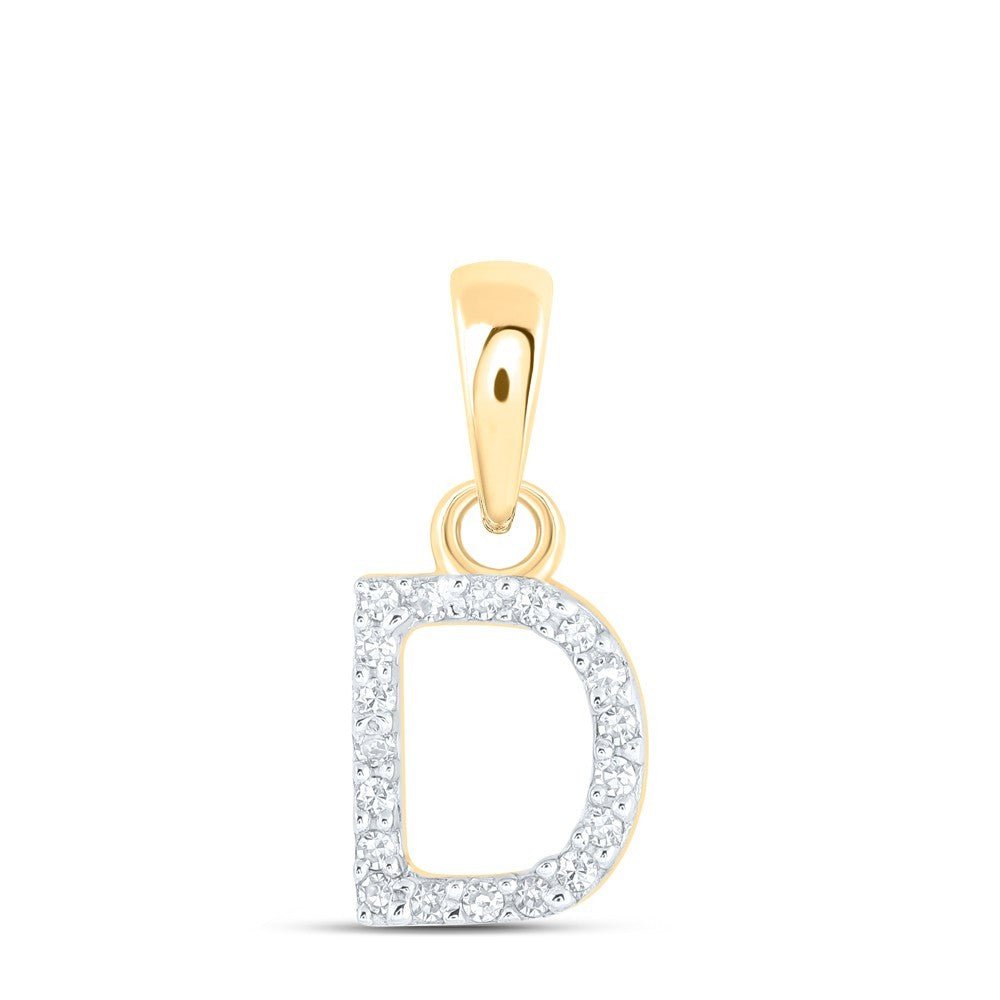 0.04CTW Natural Diamond 0.42g 10k Yellow Gold Initial "D" Pendant Letter Charm - Elite Jewelers - Charms & Pendants