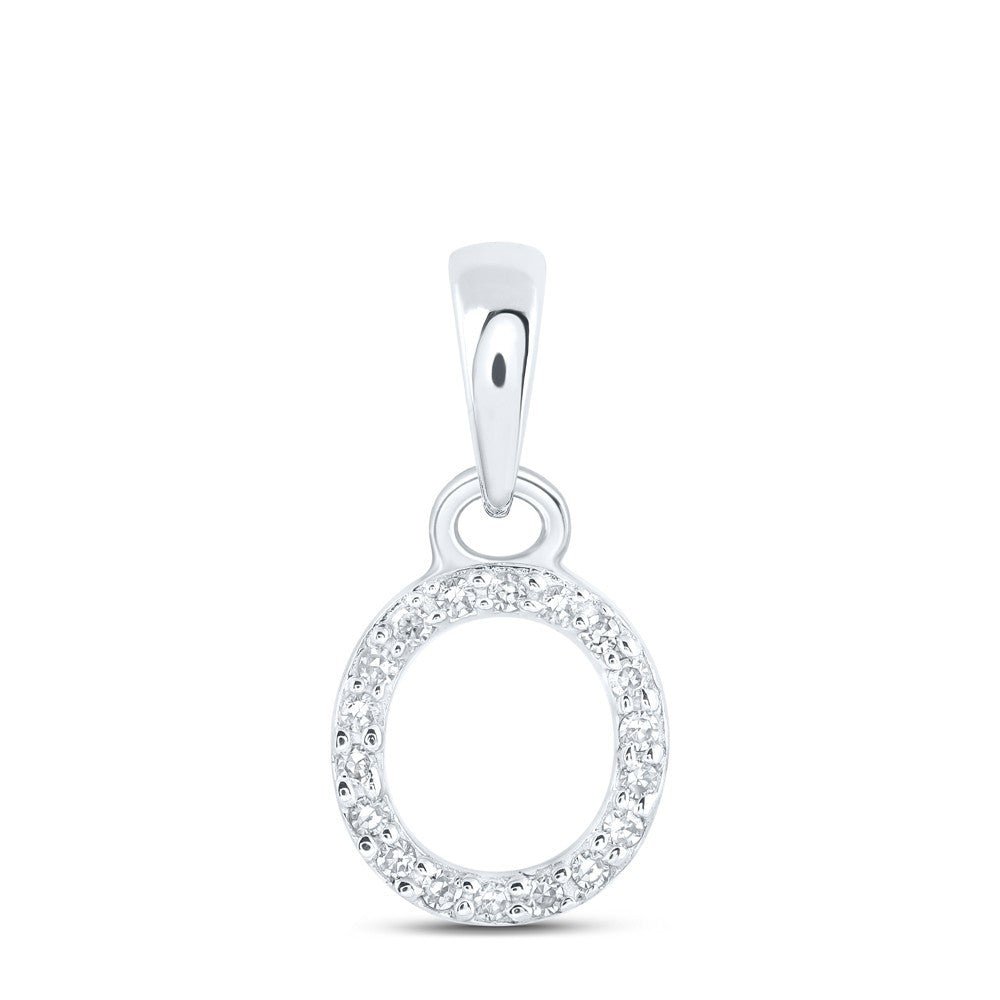 0.04CTW Natural Diamond 0.4g 10k White Gold Initial "O" Pendant Letter Charm - Elite Jewelers - Charms & Pendants