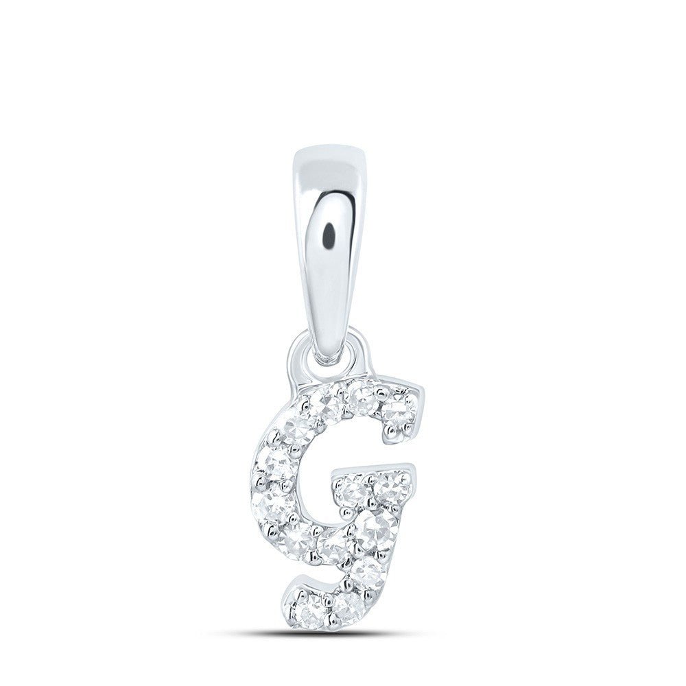 0.05CTW Natural Diamond 0.24g 10k White Gold Initial "G" Pendant Letter Charm - Elite Jewelers - Charms & Pendants