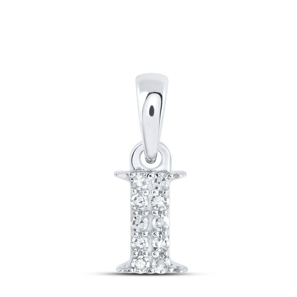 0.05CTW Natural Diamond 0.34g 10k White Gold Initial "I" Pendant Letter Charm - Elite Jewelers - Charms & Pendants
