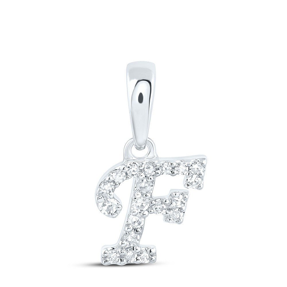 0.05CTW Natural Diamond 0.3g 10k White Gold Initial "F" Pendant Letter Charm - Elite Jewelers - Charms & Pendants