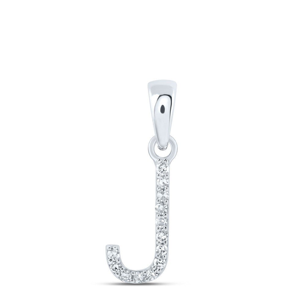 0.05CTW Natural Diamond 0.41g 10k White Gold Initial "J" Pendant Letter Charm - Elite Jewelers - Charms & Pendants