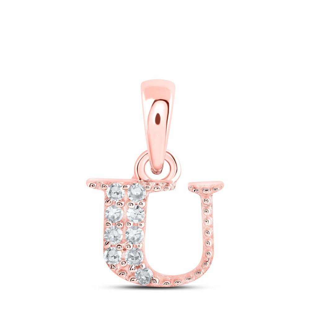 0.05CTW Natural Diamond 0.45g 10k Rose Gold Initial "U" Pendant Letter Charm - Elite Jewelers - Charms & Pendants