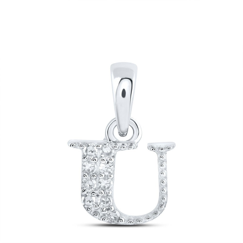 0.05CTW Natural Diamond 0.45g 10k White Gold Initial "U" Pendant Letter Charm - Elite Jewelers - Charms & Pendants
