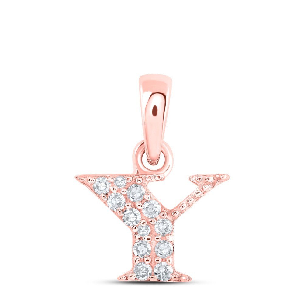 0.05CTW Natural Diamond 0.46g 10k Rose Gold Initial "Y" Pendant Letter Charm - Elite Jewelers - Charms & Pendants