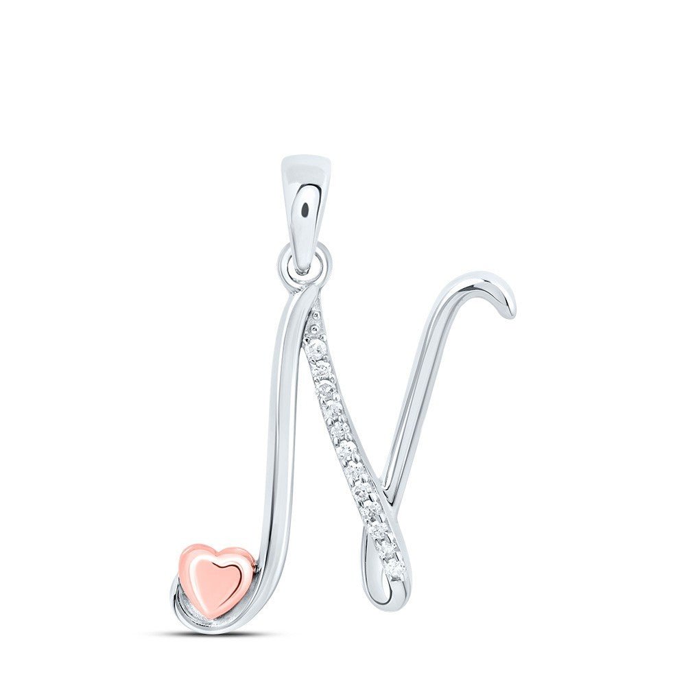 0.05CTW Natural Diamond 1.17g Sterling Silver Initial "N" Pendant Letter Charm - Elite Jewelers - Charms & Pendants