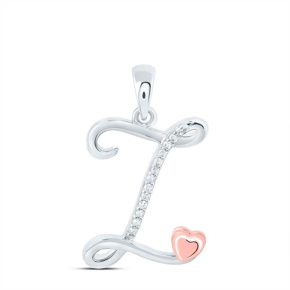 0.05CTW Natural Diamond 1.34g Sterling Silver Initial "I" Pendant Letter Charm - Elite Jewelers - Charms & Pendants