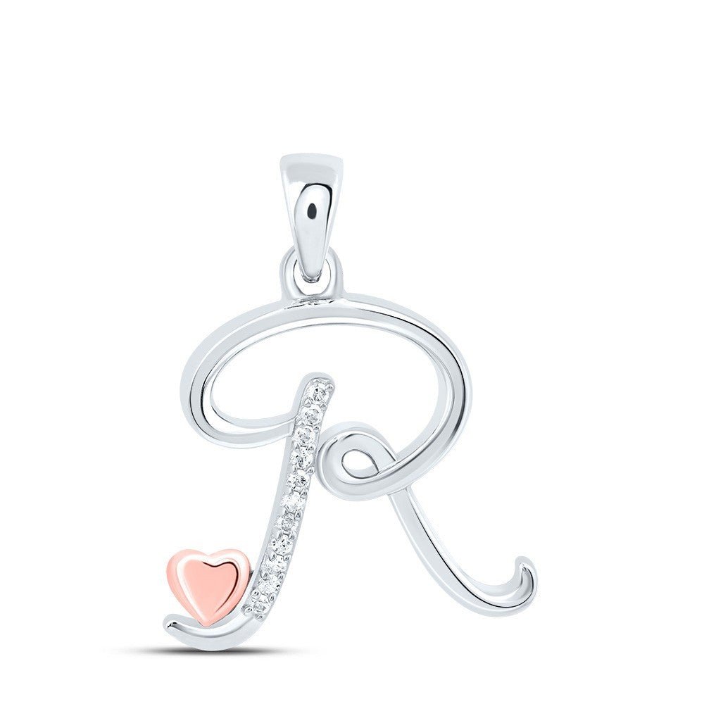 0.05CTW Natural Diamond 1.6g Sterling Silver Initial "R" Pendant Letter Charm - Elite Jewelers - Charms & Pendants