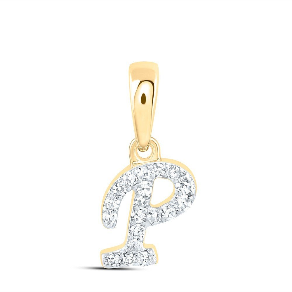 0.06CTW Natural Diamond 0.27g 10k Yellow Gold Initial "P" Pendant Letter Charm - Elite Jewelers - Charms & Pendants