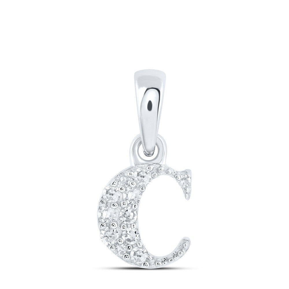 0.06CTW Natural Diamond 0.37g 10k White Gold Initial "C" Pendant Letter Charm - Elite Jewelers - Charms & Pendants