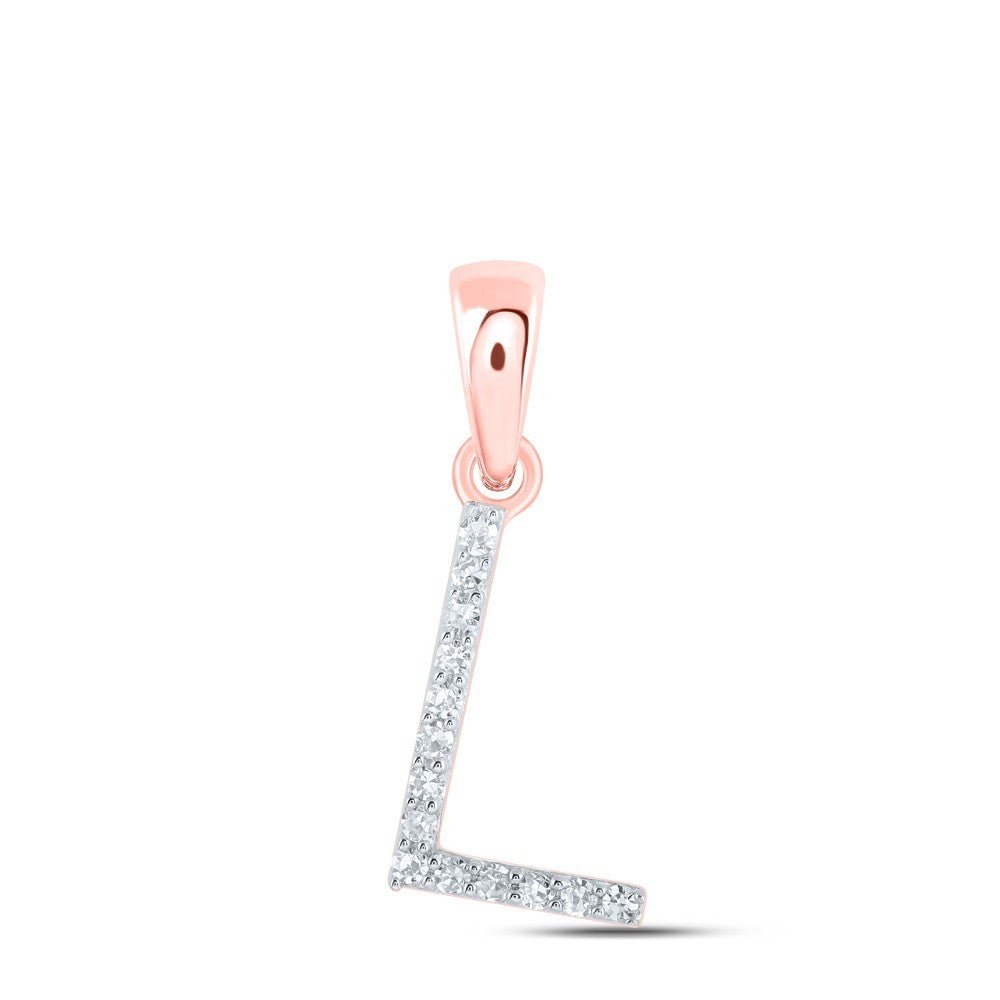 0.06CTW Natural Diamond 0.44g 10k Rose Gold Initial "L" Pendant Letter Charm - Elite Jewelers - Charms & Pendants