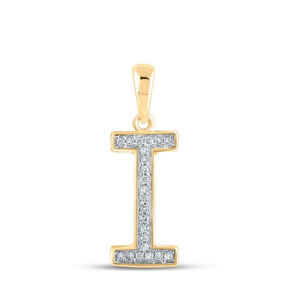 0.06CTW Natural Diamond 0.44g 10k Yellow Gold Initial "I" Pendant Letter Charm - Elite Jewelers - Charms & Pendants