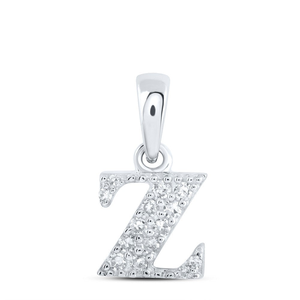 0.06CTW Natural Diamond 0.46g 10k White Gold Initial "Z" Pendant Letter Charm - Elite Jewelers - Charms & Pendants