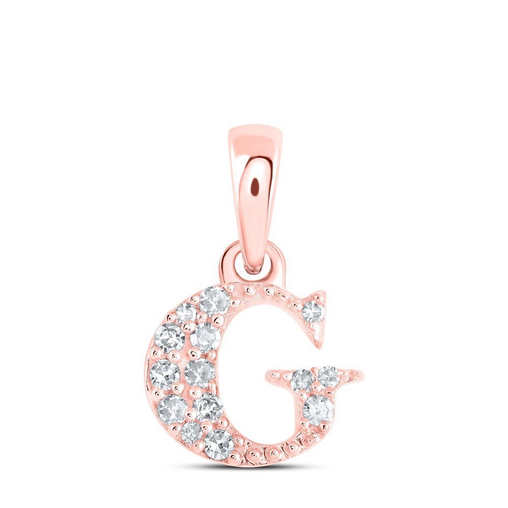 0.06CTW Natural Diamond 0.49g 10k Rose Gold Initial "G" Pendant Letter Charm - Elite Jewelers - Charms & Pendants