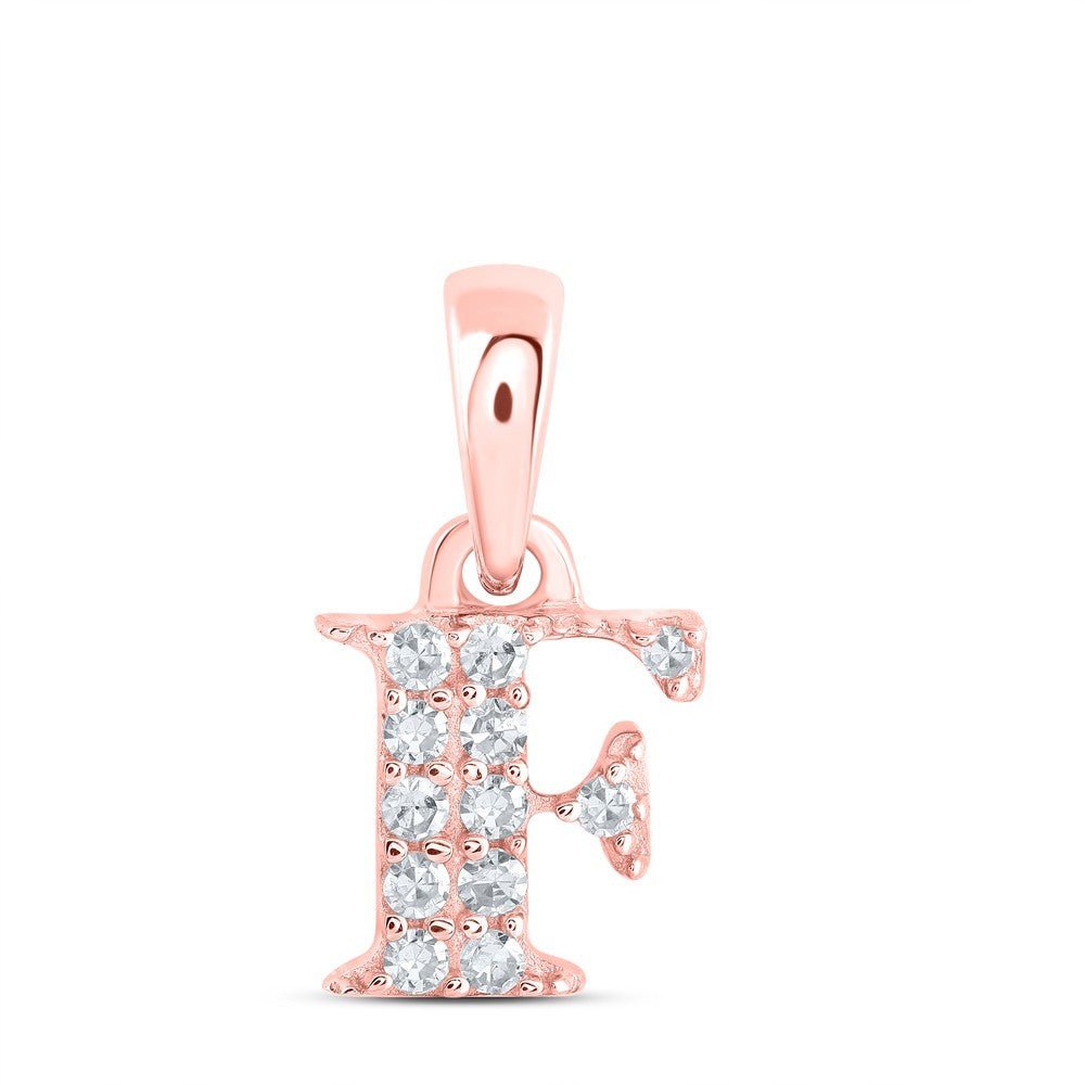 0.06CTW Natural Diamond 0.4g 10k Rose Gold Initial "F" Pendant Letter Charm - Elite Jewelers - Charms & Pendants