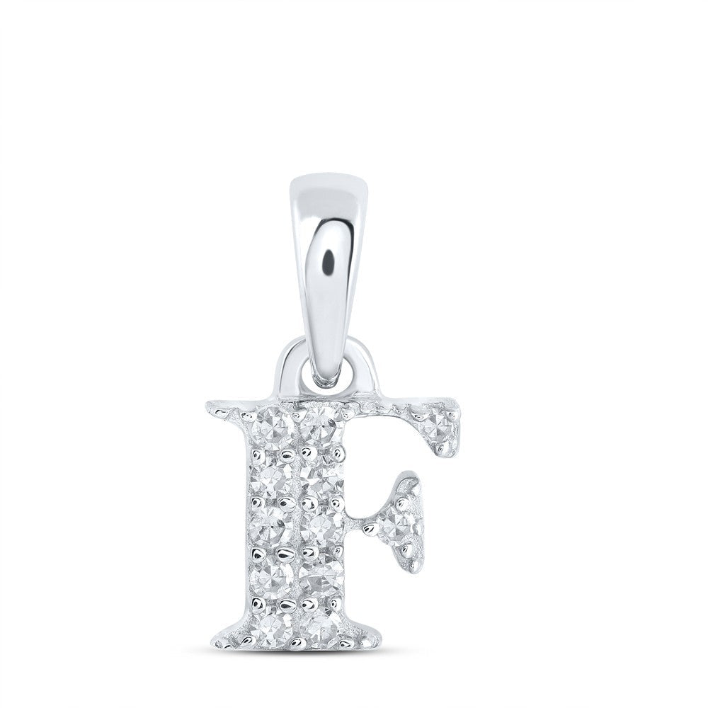 0.06CTW Natural Diamond 0.4g 10k White Gold Initial "F" Pendant Letter Charm - Elite Jewelers - Charms & Pendants
