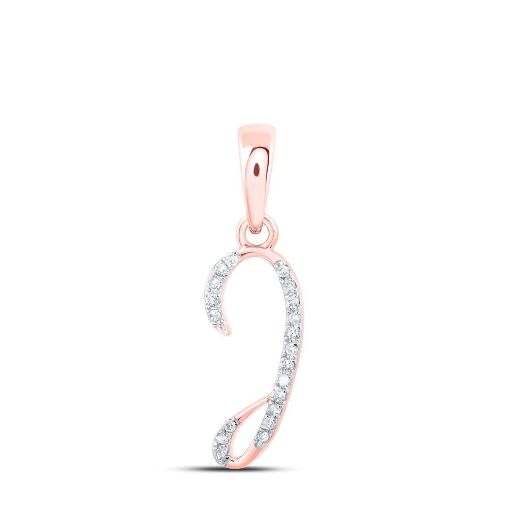 0.06CTW Natural Diamond 0.55g 10k Rose Gold Initial "I" Pendant Letter Charm - Elite Jewelers - Charms & Pendants