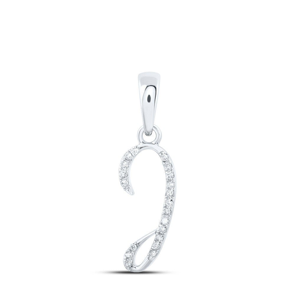 0.06CTW Natural Diamond 0.55g 10k White Gold Initial "I" Pendant Letter Charm - Elite Jewelers - Charms & Pendants