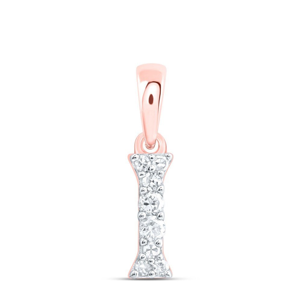 0.07CTW Natural Diamond 0.25g 10k Rose Gold Initial "I" Pendant Letter Charm - Elite Jewelers - Charms & Pendants
