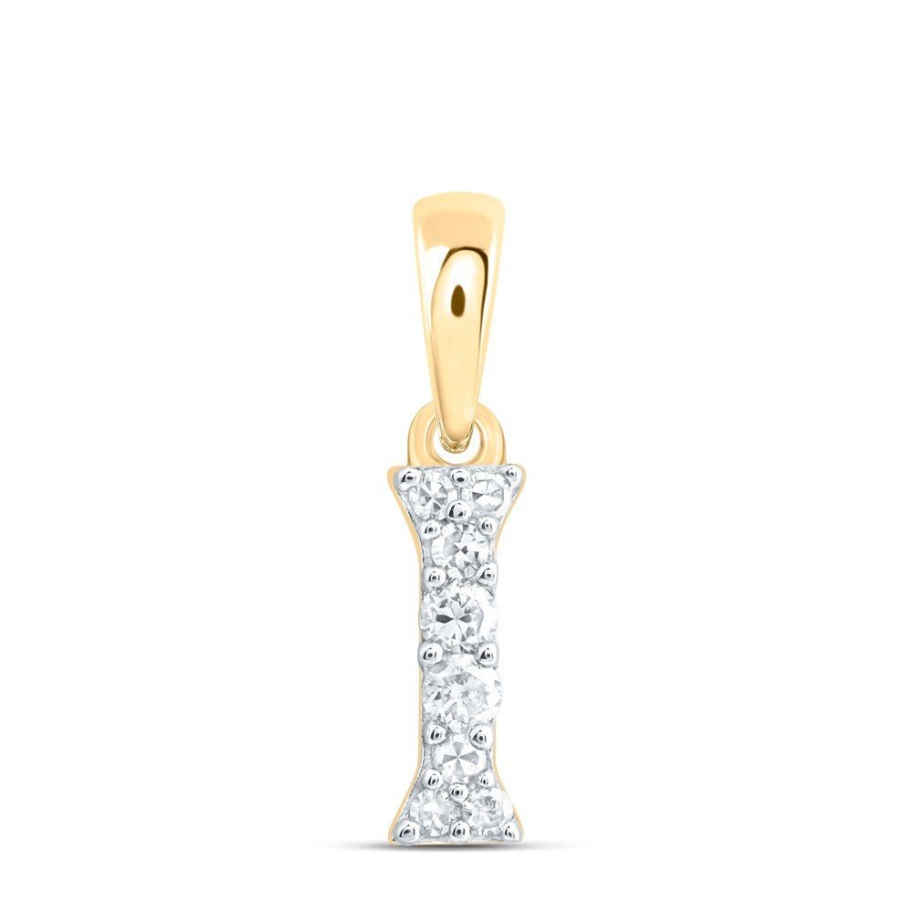0.07CTW Natural Diamond 0.27g 10k Yellow Gold Initial "I" Pendant Letter Charm - Elite Jewelers - Charms & Pendants