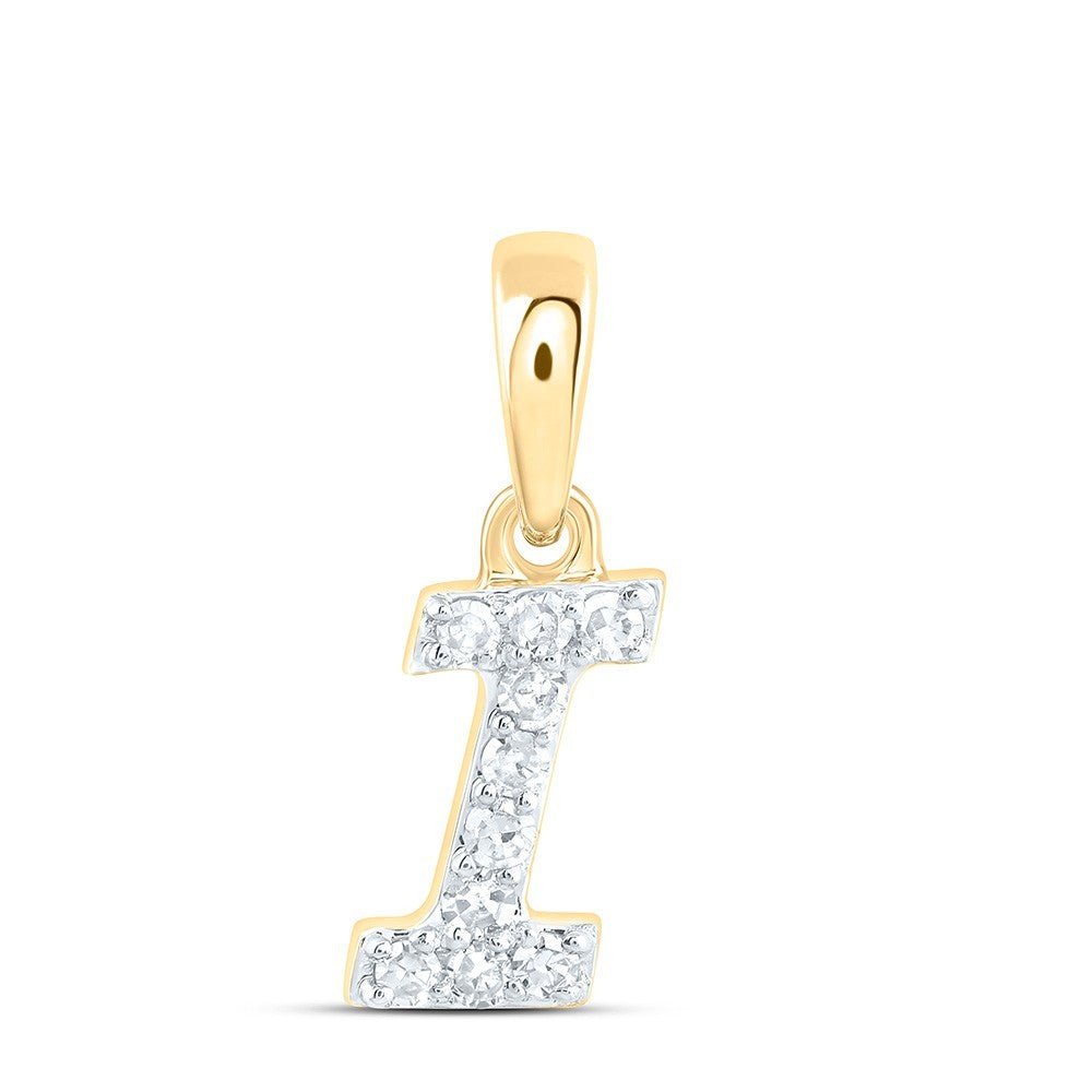 0.07CTW Natural Diamond 0.29g 10k Yellow Gold Initial "I" Pendant Letter Charm - Elite Jewelers - Charms & Pendants