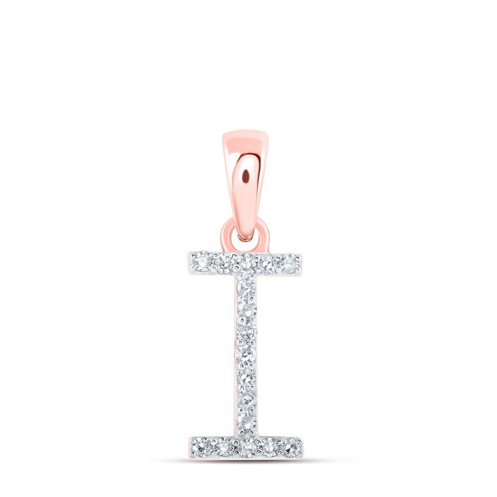 0.07CTW Natural Diamond 0.48g 10k Rose Gold Initial "I" Pendant Letter Charm - Elite Jewelers - Charms & Pendants