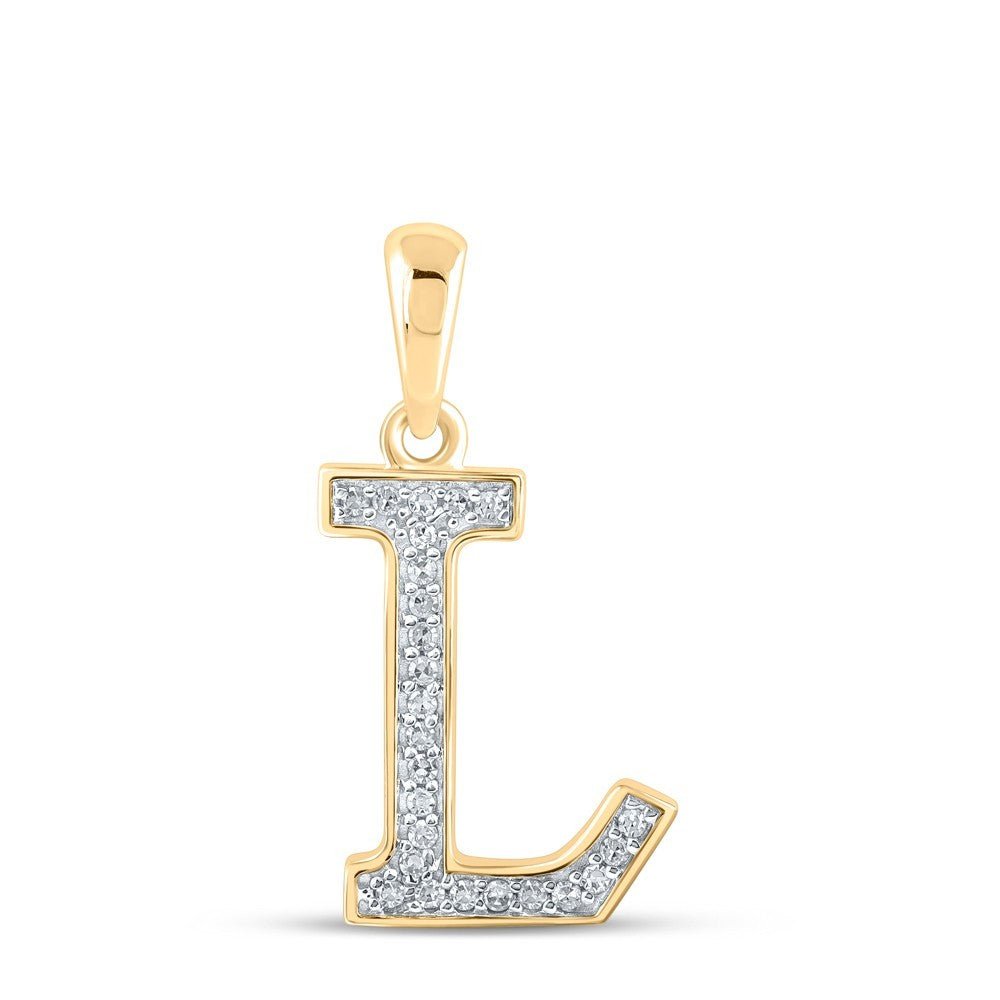 0.07CTW Natural Diamond 0.48g 10k Yellow Gold Initial "L" Pendant Letter Charm - Elite Jewelers - Charms & Pendants