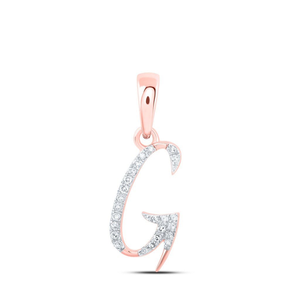 0.07CTW Natural Diamond 0.69g 10k Rose Gold Initial "G" Pendant Letter Charm - Elite Jewelers - Charms & Pendants