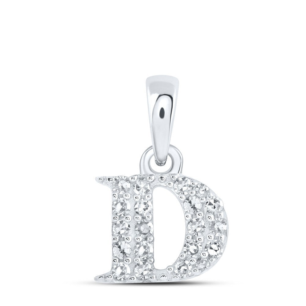 0.09CTW Natural Diamond 0.44g 10k White Gold Initial "D" Pendant Letter Charm - Elite Jewelers - Charms & Pendants