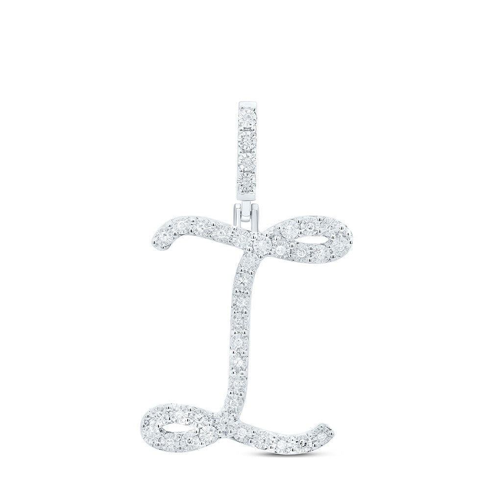 0.14CTW Natural Diamond 925 Sterling Silver 1.83g Initial "I" Pendant Charm - Elite Jewelers - Charms & Pendants