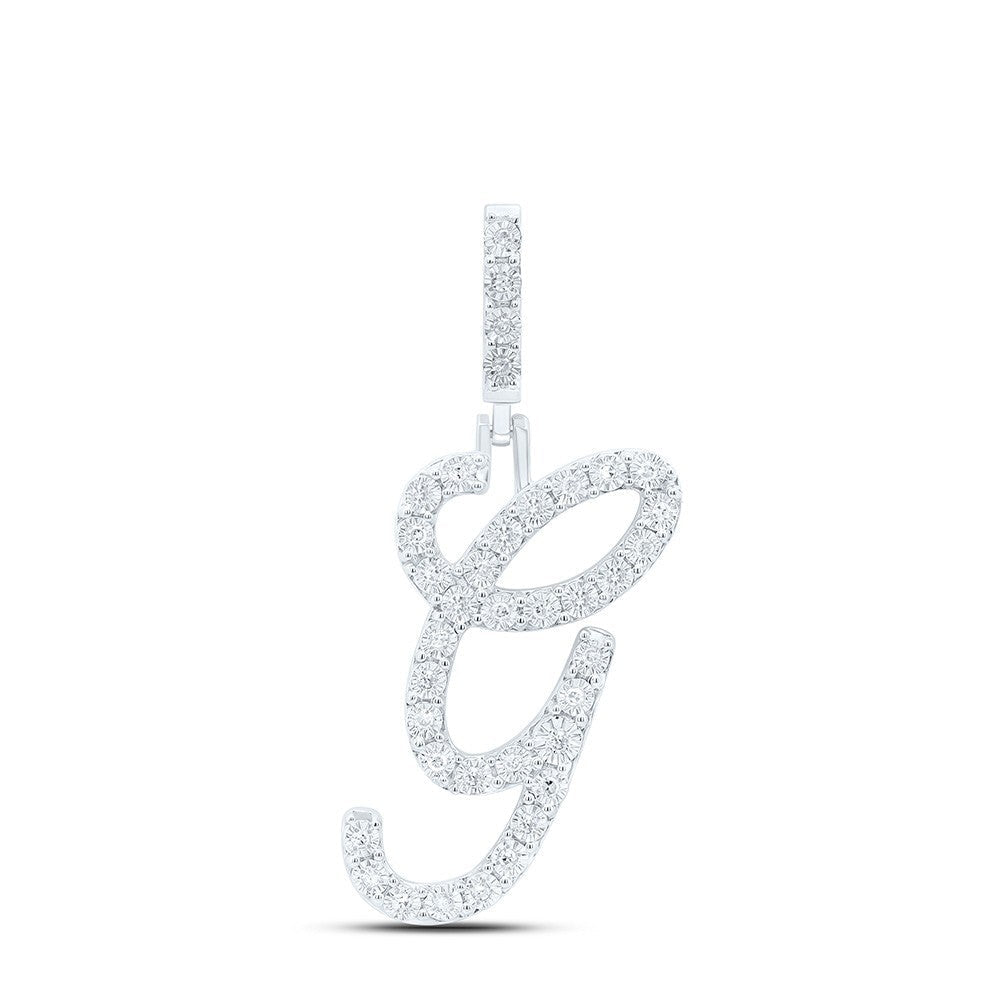0.14CTW Natural Diamond 925 Sterling Silver 1.91g Initial "G" Pendant Charm - Elite Jewelers - Charms & Pendants