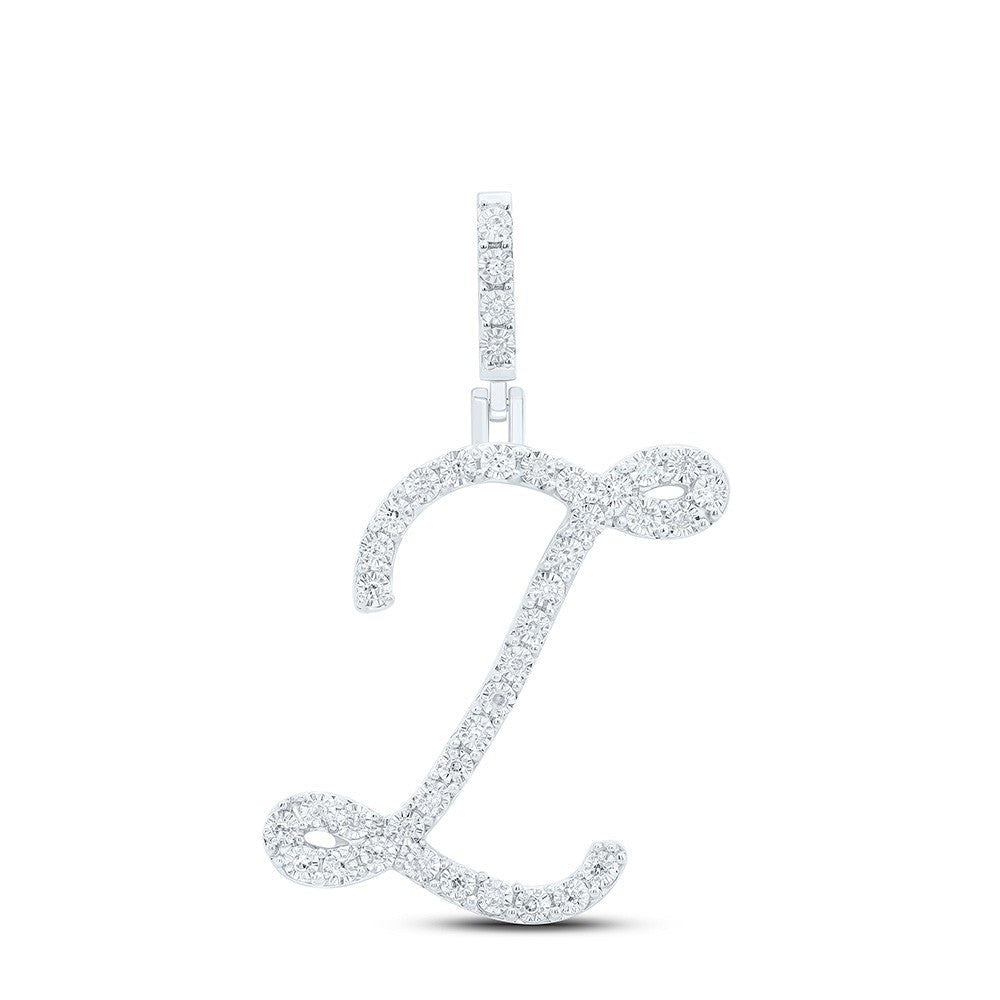 0.15CTW Natural Diamond 1.89g Sterling Silver Initial "Z" Pendant Letter Charm - Elite Jewelers - Charms & Pendants