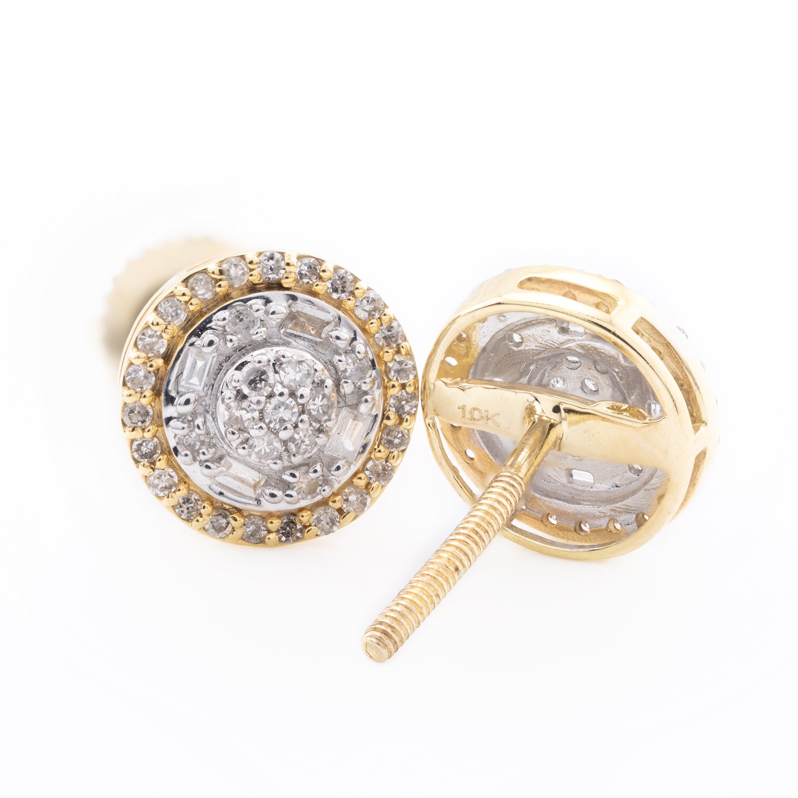 10k Yellow Gold 0.26CT Diamond Halo Stud Earrings