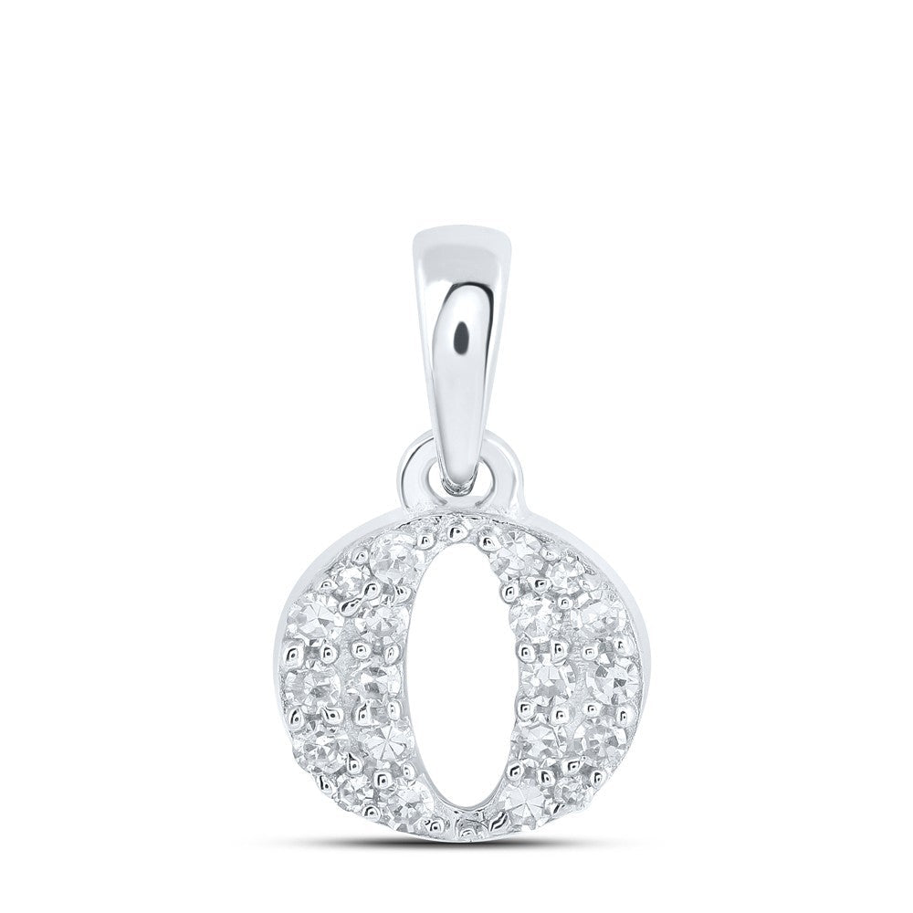 0.1CTW Natural Diamond 0.42g 10k White Gold Initial "O" Pendant Letter Charm - Elite Jewelers - Charms & Pendants