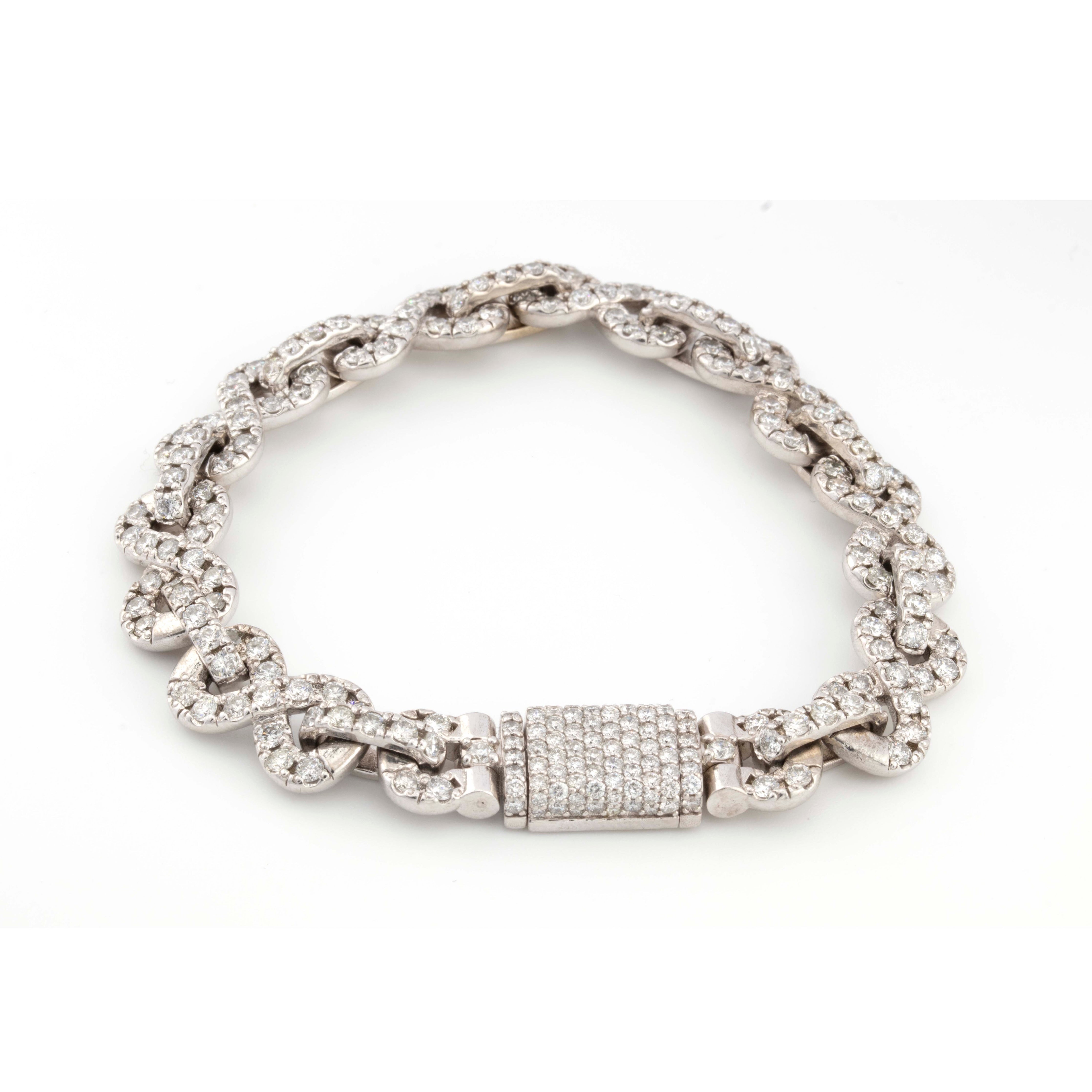 10k White Gold Infinity Link 12.50 CT Diamond Bracelet Single Row Diamond