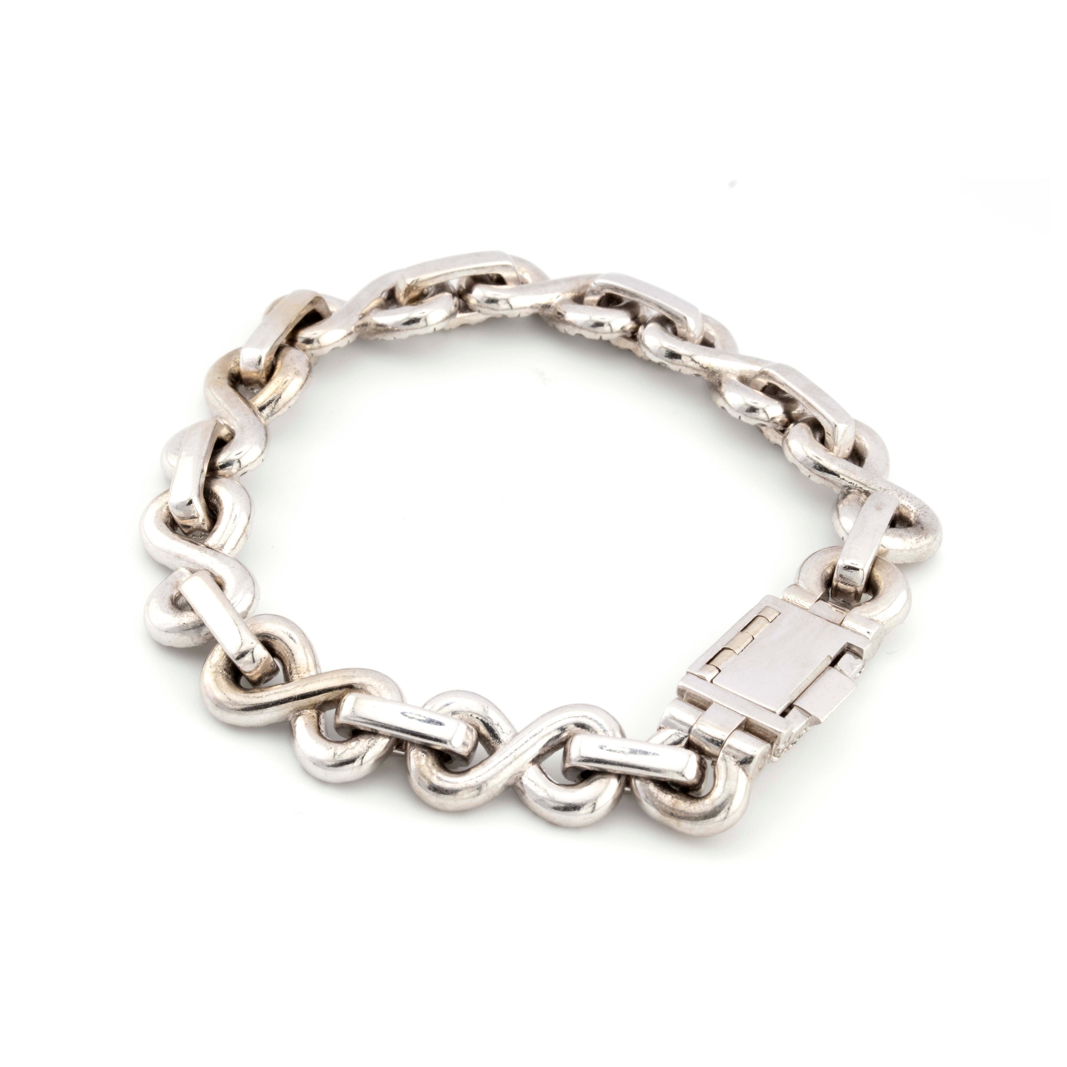 10k White Gold Infinity Link 12.50 CT Diamond Bracelet Single Row Diamond