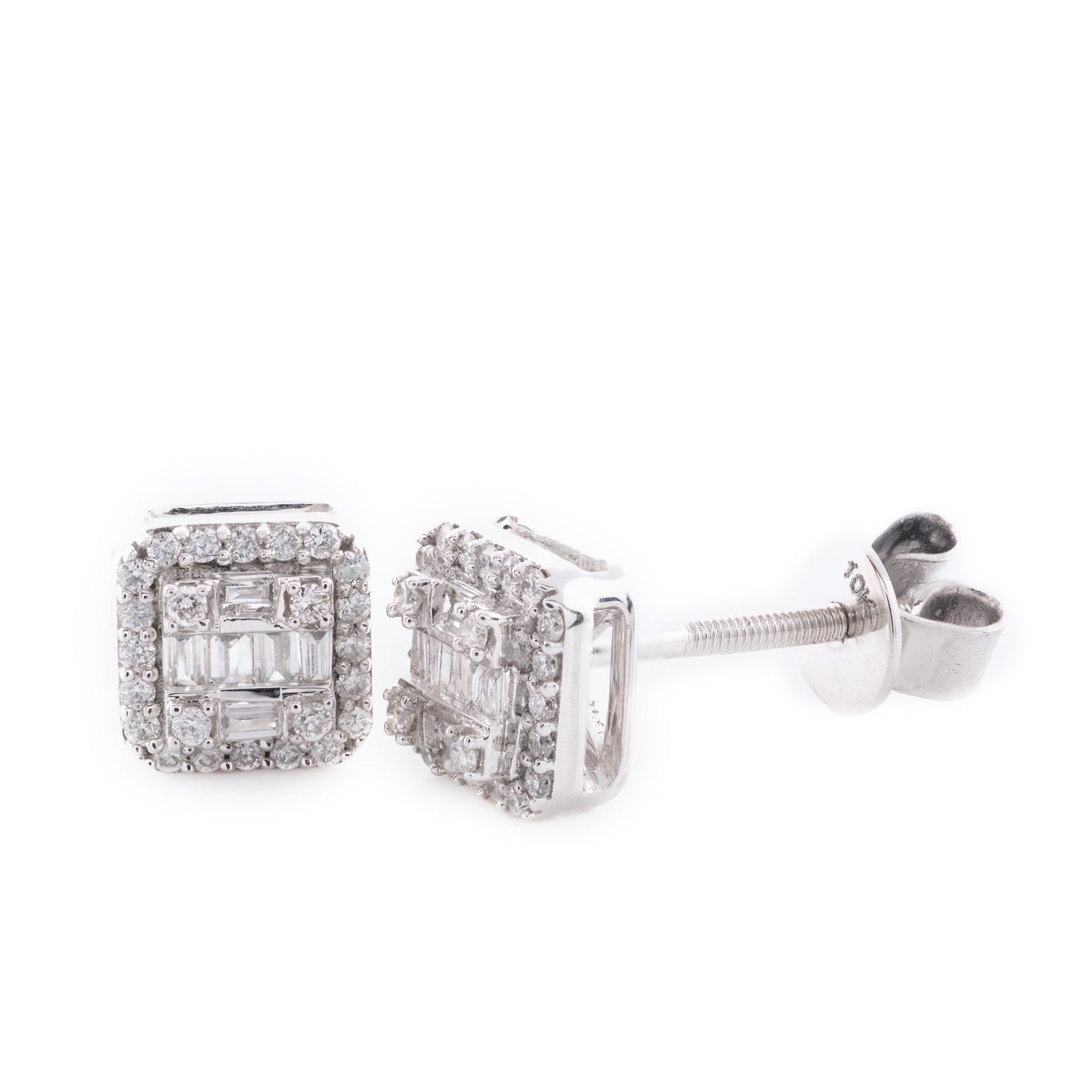 10k White Gold 0.26CT Diamond Square Stud Earrings