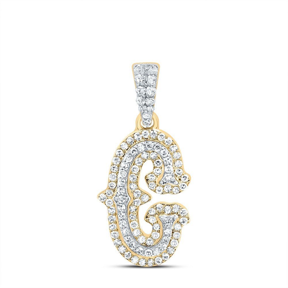 0.34CTW Natural Diamond 10k Two Tone Gold 1.29g Initial Letter "C" Pendant Charm - Elite Jewelers - Charms & Pendants