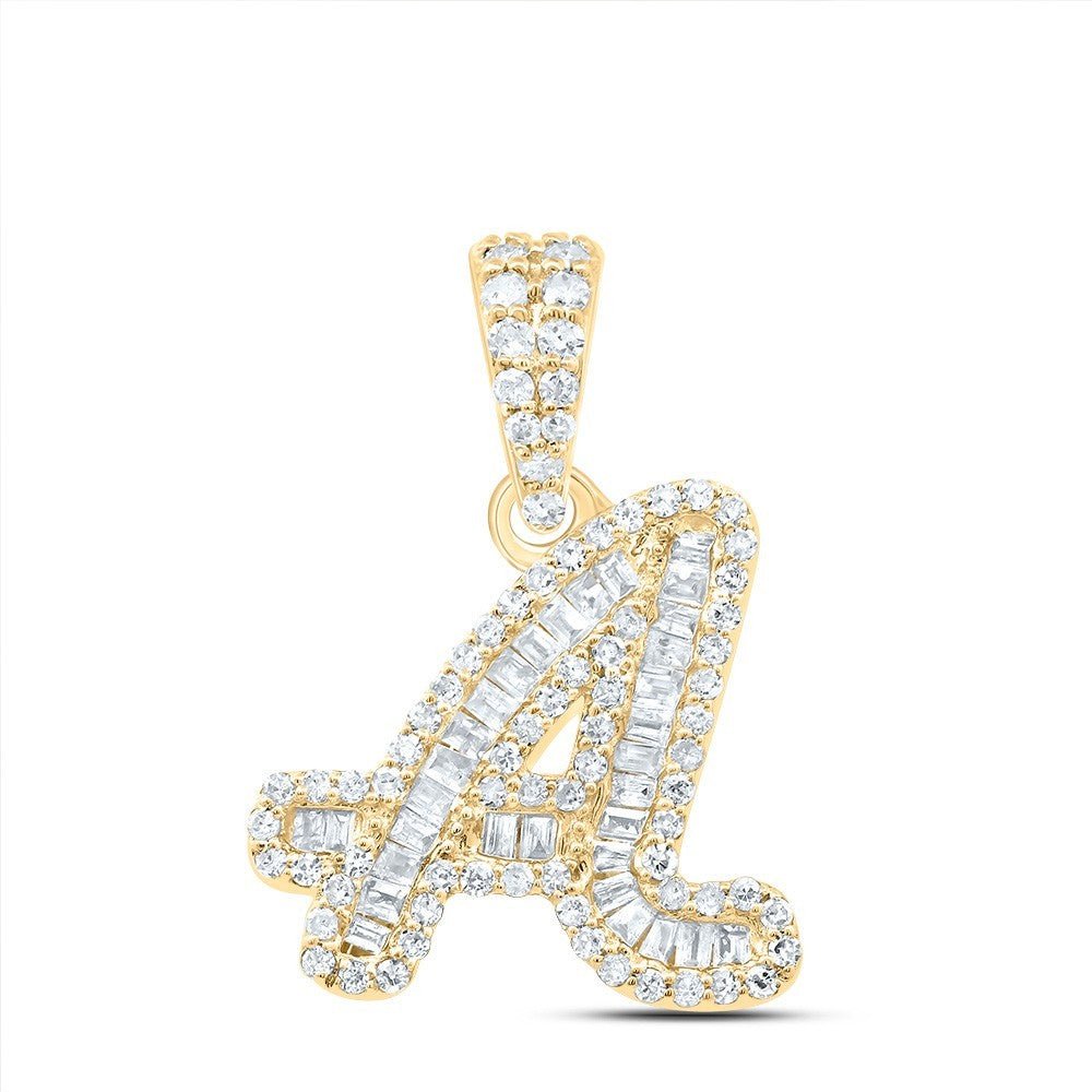 0.36CTW Natural Diamond 10k Yellow Gold 1.50g Initial Letter "A" Pendant Charm - Elite Jewelers - Charms & Pendants