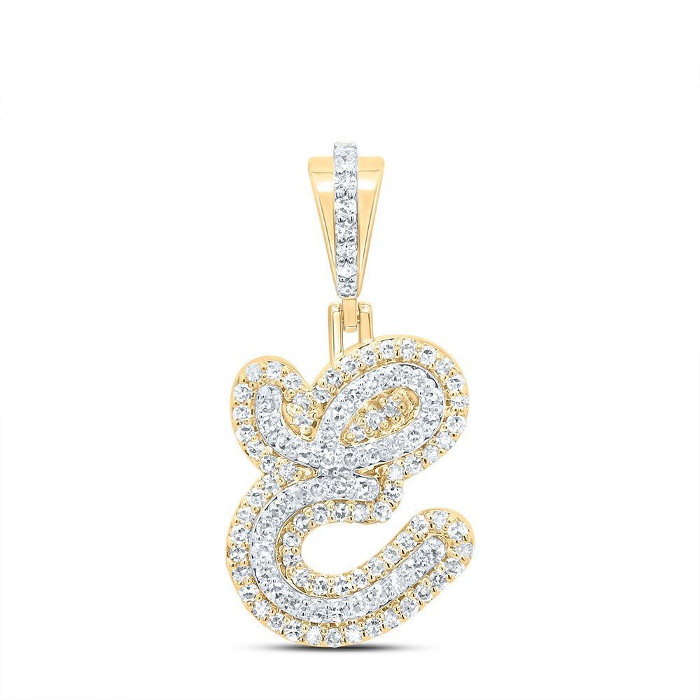 0.37CTW Natural Diamond 10k Yellow Gold 1.76g Initial "E" Pendant Alphabet Charm - Elite Jewelers - Charms & Pendants