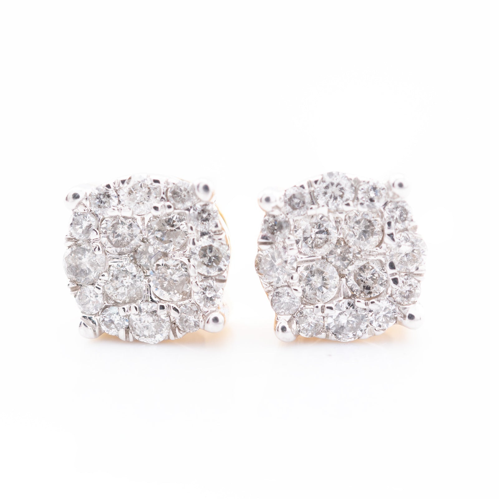 10k Yellow Gold Flower Cluster 0.53CTW Diamond Stud Earrings