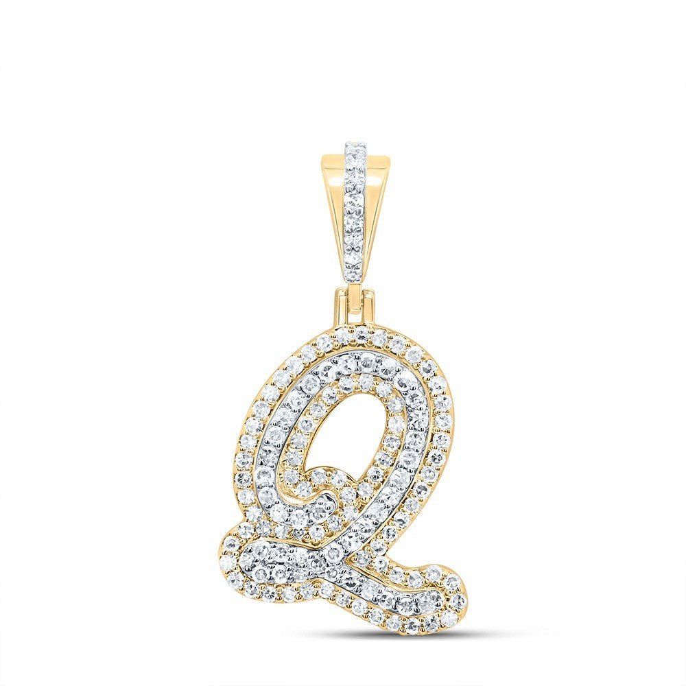 0.4CTW Natural Diamond 10k Yellow Gold 1.87g Initial Letter "Q" Pendant Charm - Elite Jewelers - Charms & Pendants