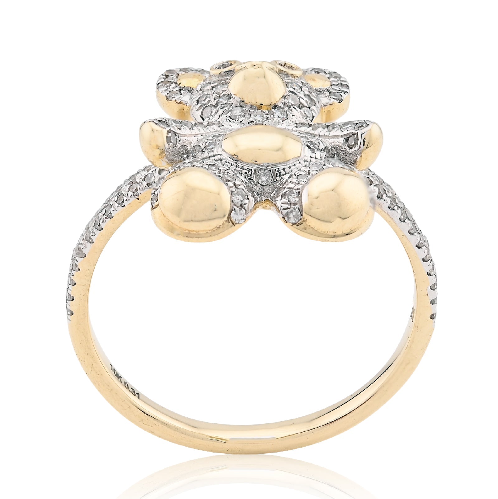 10K 0.31CT Natural Diamond Teddy Bear Women Ring - Elite Jewelers - Rings