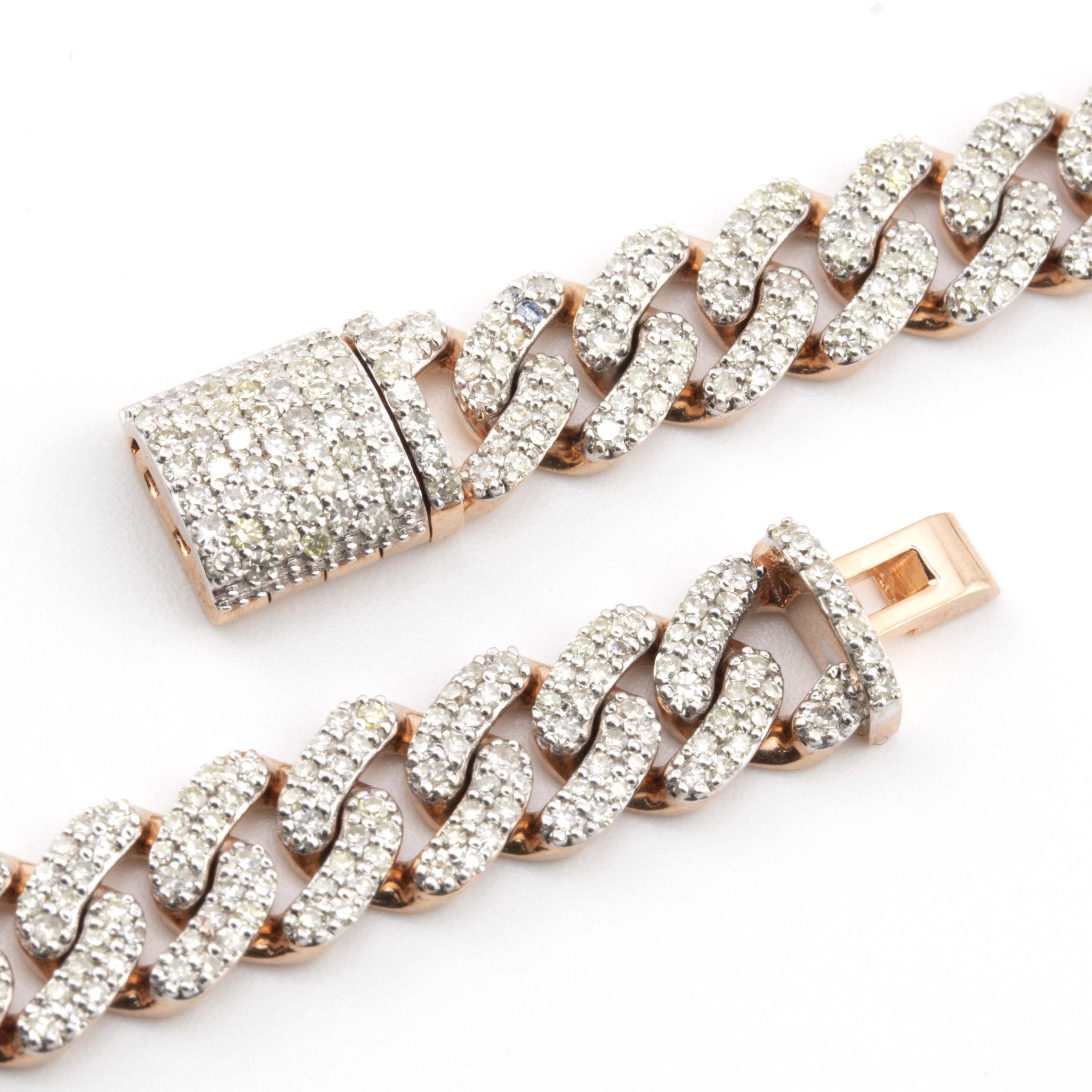 10k 2 Row Rose Gold Pave Cuban Chain (8mm, 22") - Elite Jewelers - Necklaces & Chains